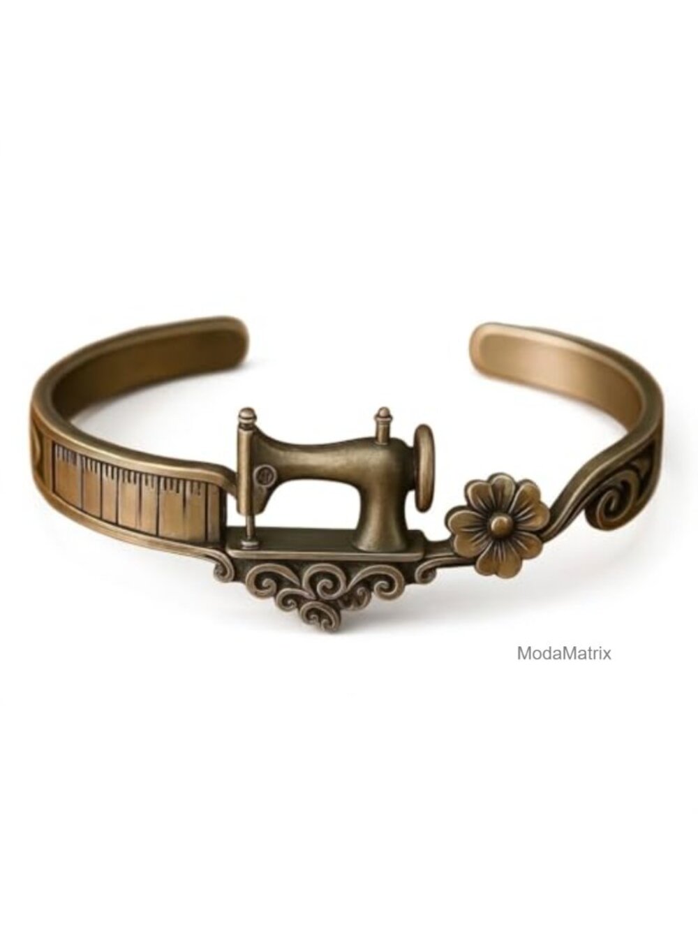 Vintage Sewing Machine Charm Bracelet, Thin Statement Jewelry for Quilters